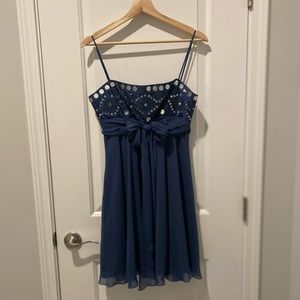 BCBG MaxAzria Navy Blue Silk & Chiffon Dress